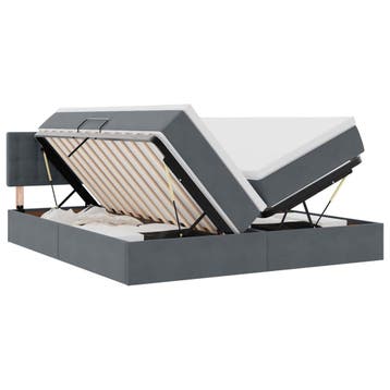 vidaXL Opbergbed 2 st Donkergrijs 180 x 200 cm Velvet, Verzenden