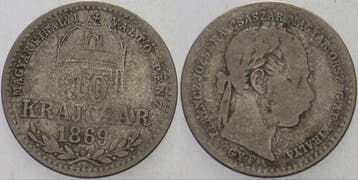 10 Krajczar 1869 G Y F Ungarn Franz Josef I 1848-1916, Verzenden, België