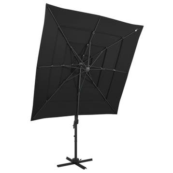 vidaXL Parasol 4-laags met aluminium paal 250x250 cm zwart, Verzenden, Nieuw