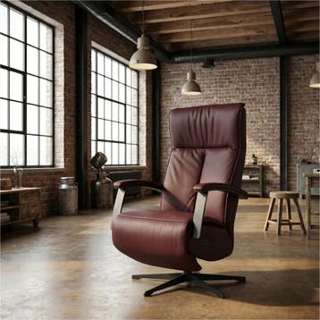 Leren elektrisch relaxfauteuil Pure - Toledo Bordeaux, Maison & Meubles, Ophalen of Verzenden