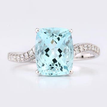 Bague - 14 carats Or blanc - 3.04ct. tw. Aigue-marine -, Bijoux, Sacs & Beauté