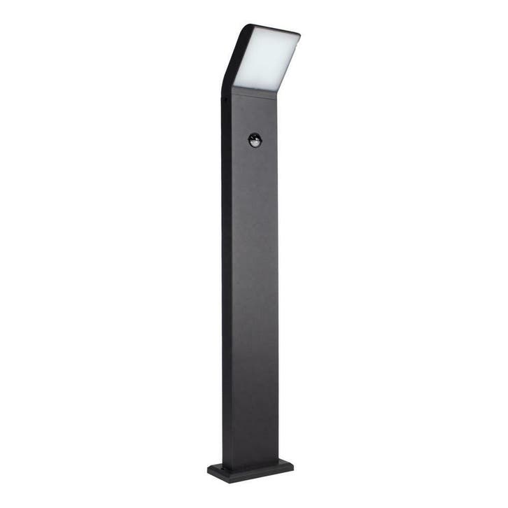 Moderne zwarte tuinpaal 12 watt sensor 80 cm E27 fitting, Tuin en Terras, Buitenverlichting, Nieuw, Led, Overige materialen, Netvoeding
