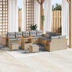 vidaXL Tuinbank Set met kussen 17 pcs Beige en Lichtgrijs, Tuin en Terras, Verzenden, Nieuw