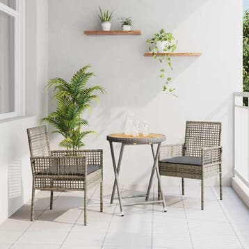 vidaXL Tuin Bistro Set 3 st Grijs poly rattan, Verzenden, Nieuw