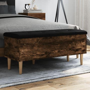 vidaXL Opbergbankje 102x42x46 cm bewerkt hout gerookt, Verzenden, Nieuw