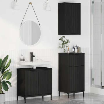 vidaXL Badkamermeubel Set 3 st Zwart 39,5 x 36 x 88 cm, Huis en Inrichting, Badkamer | Badkamermeubels, Verzenden, Nieuw