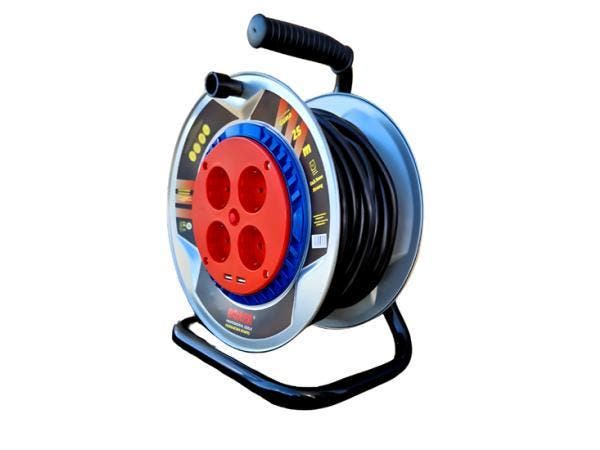 Veiling - Boxer Kabelhaspel USB - 4 Stopcontacten - 25 meter, Doe-het-zelf en Bouw, Elektriciteit en Kabels, Nieuw
