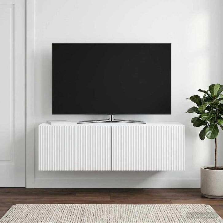 vidaXL Wandmontage TV-kast Wit 98 x 31 x 30 cm Bewerkt hout, Huis en Inrichting, Kasten |Televisiemeubels, Nieuw, Verzenden