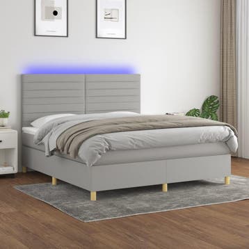 vidaXL Boxspring met matras en LED stof lichtgrijs 160x200, Verzenden, Nieuw