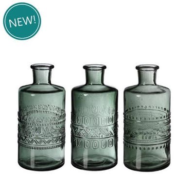 Gekleurd glazen flesje porto dark groen ø7,5 cm h14,5 per, Hobby en Vrije tijd, Nieuw
