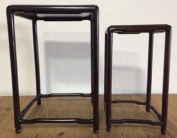 Set of 2 Vintage Japanese Rosewood Nesting Tables - Shitan