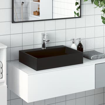 vidaXL Wastafel 50x38x11 cm gegoten mineraal/marmer matzwart, Verzenden