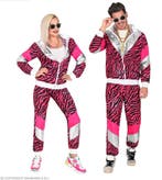 Neon 80S Trainingspak Fout Roze Tijgerprint, Verzenden