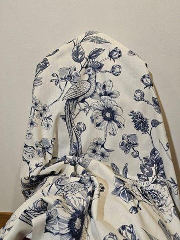 Art Nouveau-stof Giardino in Blu Exclusieve boheems stof