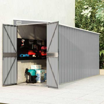 vidaXL Tuinschuur wandmontage 118x382x178 cm staal grijs, Verzenden