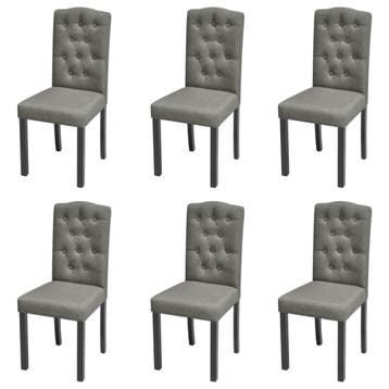 vidaXL Eetkamerstoelen 6 st stof grijs, Verzenden, Nieuw