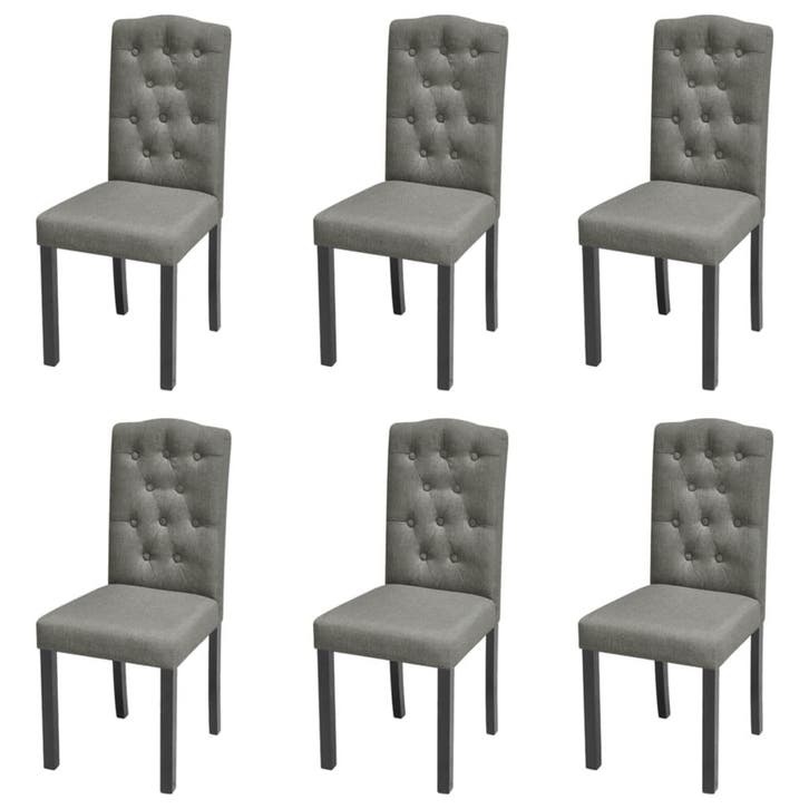 vidaXL Eetkamerstoelen 6 st stof grijs, Huis en Inrichting, Stoelen, Nieuw, Verzenden