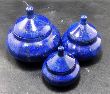 Lapis Lazuli Edelsteen Pots - Hoogte: 123 mm - Breedte: 120