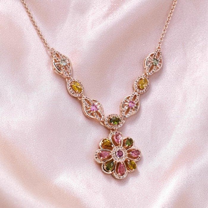 Zonder minimumprijs - Halsketting Verguld Toermalijn -, Bijoux, Sacs & Beauté, Colliers