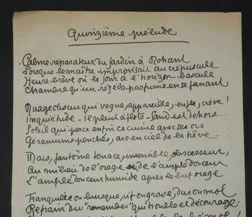 Jean Cocteau - Poème autographe - Quinzième prélude issu, Nieuw
