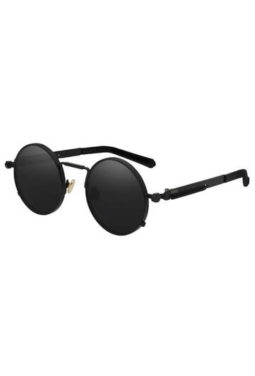 KIMU® Ronde Zonnebril Hipster Zwart Montuur Rond Zwarte Glaz, Ophalen of Verzenden, Nieuw, Zwart