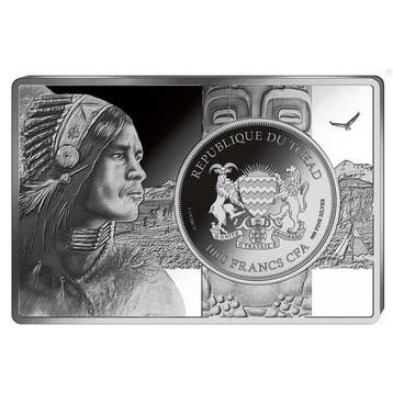 Tsjaad. 1 oz 1000 CFA Chad Buffalo Silver Coin-bar Set, Postzegels en Munten, Edelmetalen en Baren