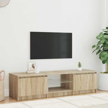 vidaXL Tv-meubel LED-verlichting 140x40x36 cm gerookt, Verzenden