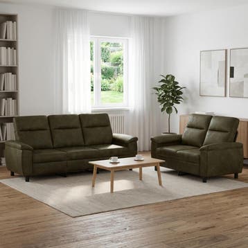vidaXL bank / zetelstel 2 pcs Leger Groen Kunst Suède Leer, Verzenden, Nieuw