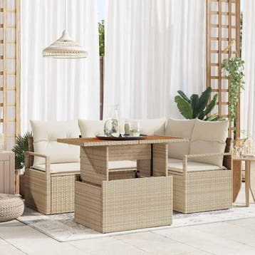 vidaXL Tuinbank Set 5 st 4-Aantal zitplaatsen Beige en Crème, Verzenden, Nieuw