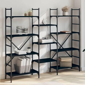 vidaXL Boekenkast 160x28,5x136,5 cm bewerkt hout zwart, Verzenden, Nieuw