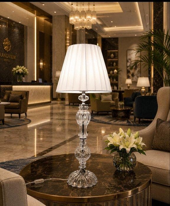 Artelight - Lamp - Kristal, Glas, stof - vintage tafellamp, Antiek en Kunst, Kunst | Designobjecten