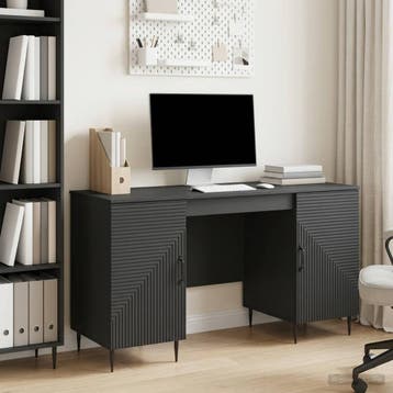 vidaXL Bureau Zwart 142,5 x 50 x 75 cm Bewerkt hout, Verzenden, Nieuw