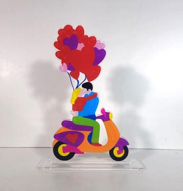 Marco Lodola (1955) - Sculpture, Kiss in Motion - 42.3 cm -