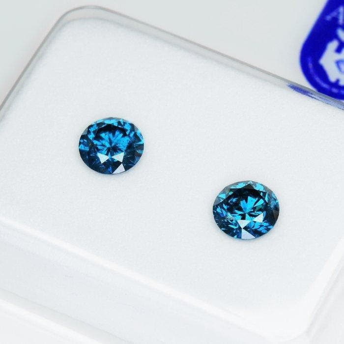 2 pcs Diamant (Traitement de couleur) - 0.43 ct - Rond -, Bijoux, Sacs & Beauté, Pierres précieuses
