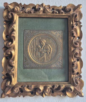 Lijst- Sint-Jozef met Kind - 13 x 22 cm - Uitgebreid, Antiquités & Art