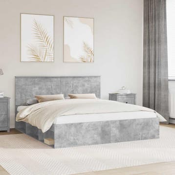 vidaXL Bedframe met hoofdeinde Beton 180 x 200 cm Massief, Verzenden, Nieuw
