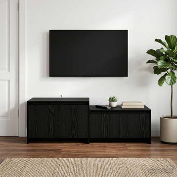 vidaXL Tv-meubel 147 x 35 x 50 cm Zwart eiken Bewerkt hout, Verzenden