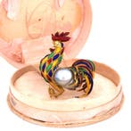 Broche - 18 karaat Geel goud Parel - Diamant