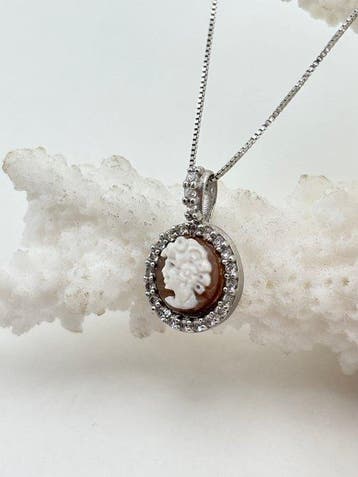 Zilver, Zonder reserveprijs Cassis madagascariensis - Cameo