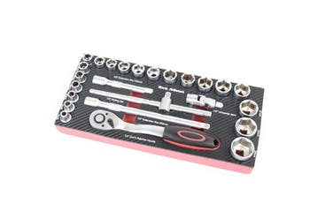 TM 26 Delige 1/2 doppenset foam carbon look inlay, Auto diversen, Autogereedschap, Verzenden, Nieuw