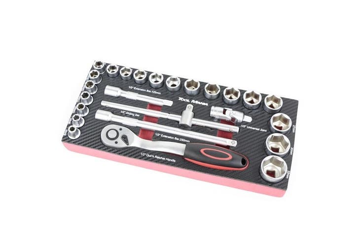 TM 26 Delige 1/2 doppenset foam carbon look inlay, Auto diversen, Autogereedschap, Verzenden