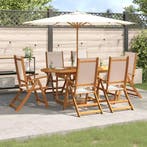 vidaXL 7-delige Tuinset massief acaciahout en textileen, Verzenden, Tuinset