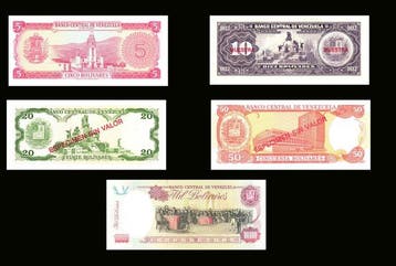 Venezuela. - 5 Banknotes - 1968/1998 - incl. remainder and