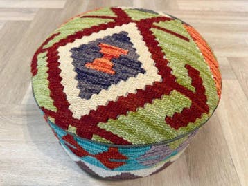Kelim Poef ( inutilisé ) - fait main - laine - Kelim - 38 cm, Nieuw