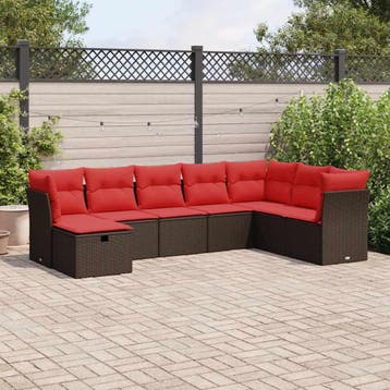 vidaXL 8-delige Loungeset met kussens poly rattan bruin, Verzenden, Nieuw, Loungeset
