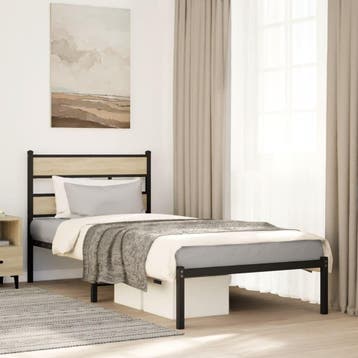 vidaXL Bedframe zonder matras metaal sonoma eikenkleurig, Huis en Inrichting, Verzenden, Nieuw