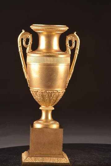 Paar verguld bronzen Amfora vazen uit de Empire-periode,, Antiek en Kunst