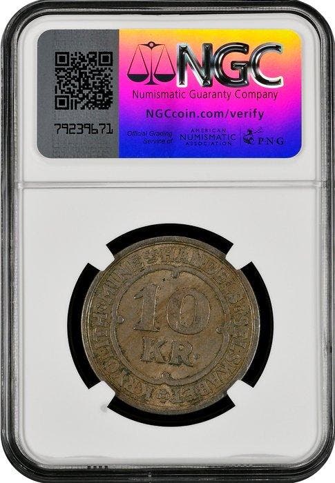 Groenland, Denemarken. 10 Kroner Trade token 1922 / Ivigtut, Timbres & Monnaies, Monnaies | Europe | Monnaies non-euro
