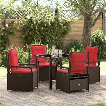 vidaXL Tuin Eettafel Set 5 pcs Bruin poly rattan, Verzenden