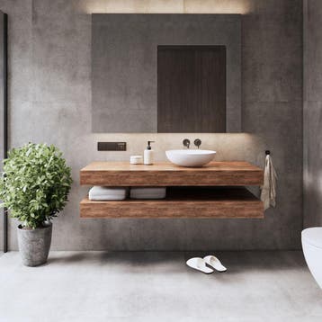 Wastafelbladset Gliss Design Topdek 2x 120x46 cm Oak Cognac, Doe-het-zelf en Bouw, Sanitair, Ophalen of Verzenden, Nieuw, Overige typen